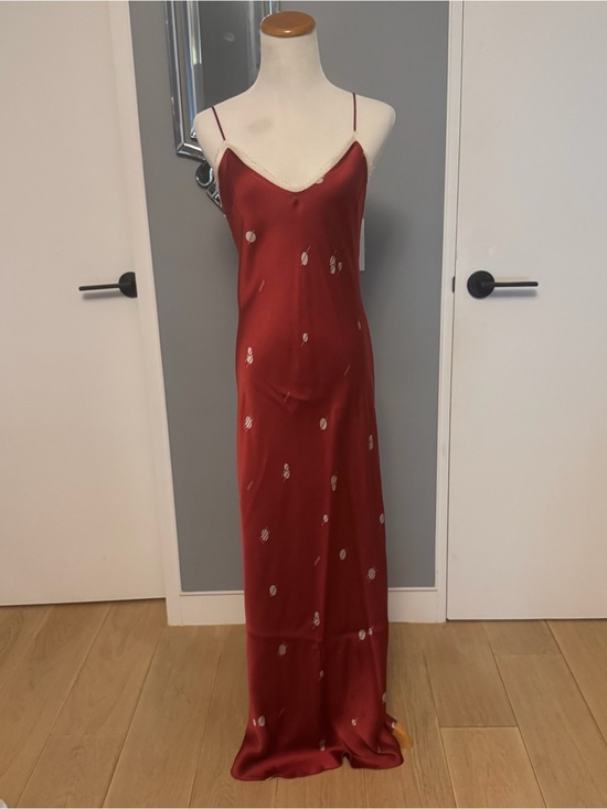The Row Dresses & Skirts - The Row Red Satin Slip Dress with Subtle Metallic Accents XS